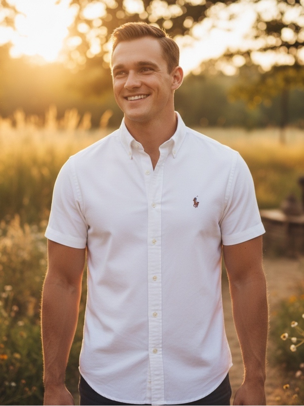 Large Polo Ralph Lauren Men’s Classic Fit Short Sleeve Oxford Button Down Shirt